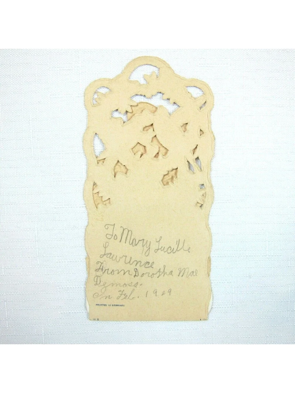 Vintage Valentine 1929 Pull Down Die Cut Stand Up Angel Flowers Doves Germany